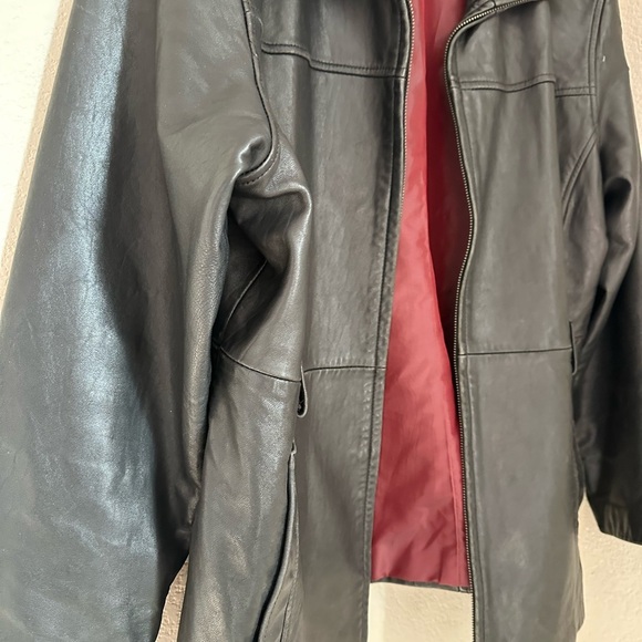 Charles Klein  Men's  L Black Genuine Soft  Leather Blazer Zip Front Jacket Coat - Picture 6 of 11